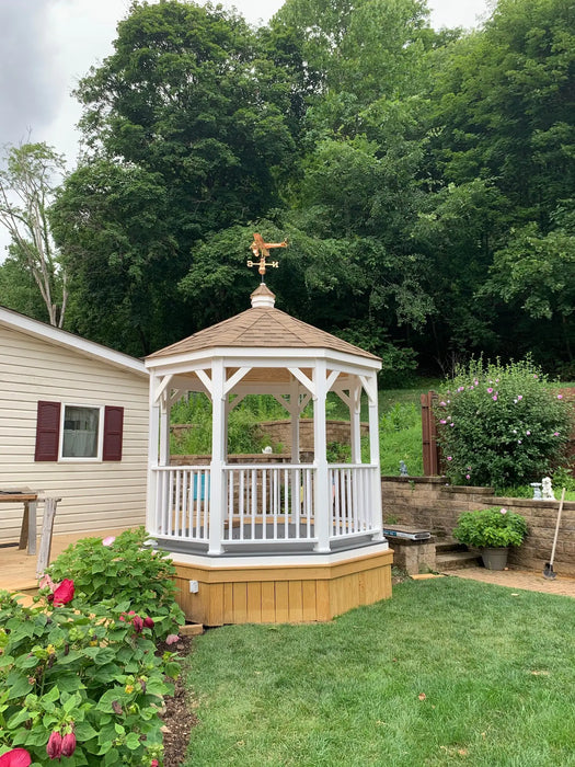 10 Foot Vinyl Gazebo amidst trees & bushes