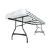 Underside detail of 8-Foot Rectangle Nesting Table from Lifetime 27 Pack showing folding steel leg mechanism