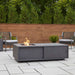 Vance propane fire table outdoor lifestyle patio setting with flames lit