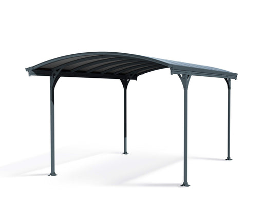 Side view of the Canopia Vitoria 5000 10x16 Carport, highlighting the open, streamlined structure.