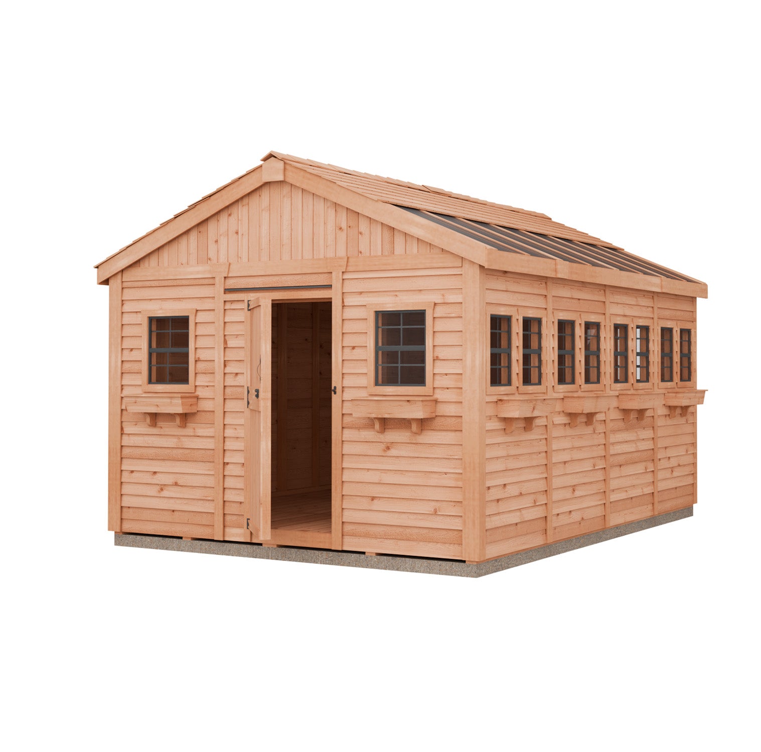 Sunshed Garden Shed | 12x16 Cedar Shed Kit with Windows