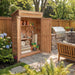 Western red cedar Garden Chalet 4x2 shed shown from the front, highlighting its wood siding and peaked roof design.
