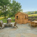 Side angle view of the Outdoor Living Today 8x8 Gardener Shed built from natural western red cedar wood.