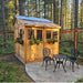 Front view of the Western Red Cedar Sunshed Garden Shed 8x8, showcasing its wood construction and dual doors.