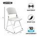 Dimensions and specs of Lifetime 4 Pack White Classic Folding Chair showing 34 inch height and 500 lb capacity