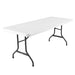 White Lifetime 6-foot folding table with heavy-duty steel legs and smooth polyethylene top for indoor and outdoor use