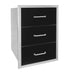 Angled view of the Wildfire 3-drawer unit, measuring 19x26 inches, in black stainless steel with stylish handles.