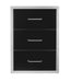 Front view of the Wildfire 3-drawer unit in black stainless steel, featuring sleek handles and a sturdy build.