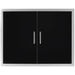 Front view of the Wildfire 38x24-inch black stainless steel double doors, designed with durable handles and a refined look.