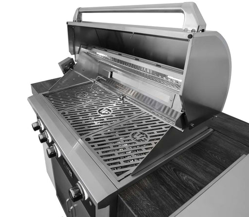 Wildfire Ranch Pro grill with open lid showcasing spacious grilling area