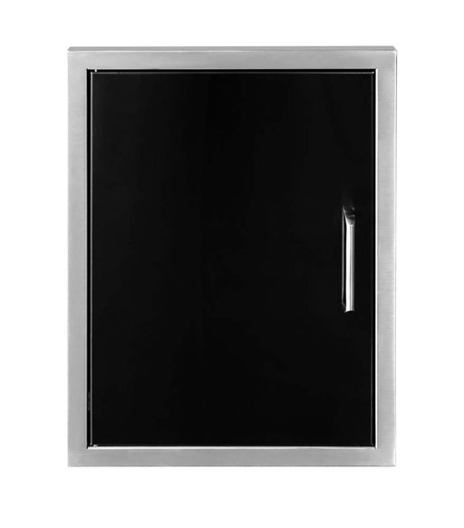 Front view of the Wildfire 16x22-inch single door in black stainless steel, designed with a sturdy handle and contemporary look.