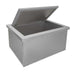 Open Wildfire small ice chest with a sleek, stainless steel build, showcasing spacious interior for storage.