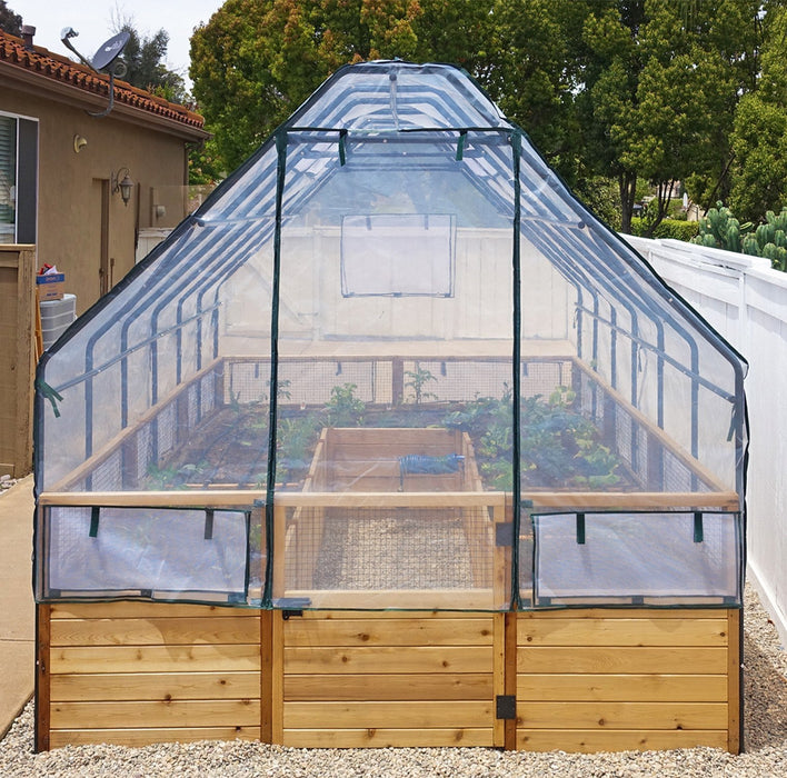 front view of Garden in a Box 8x16 with Greenhouse