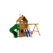 Rear view of Playstar Legacy Gold Playset showcasing spiral tube slide, climbing features, and swing attachments