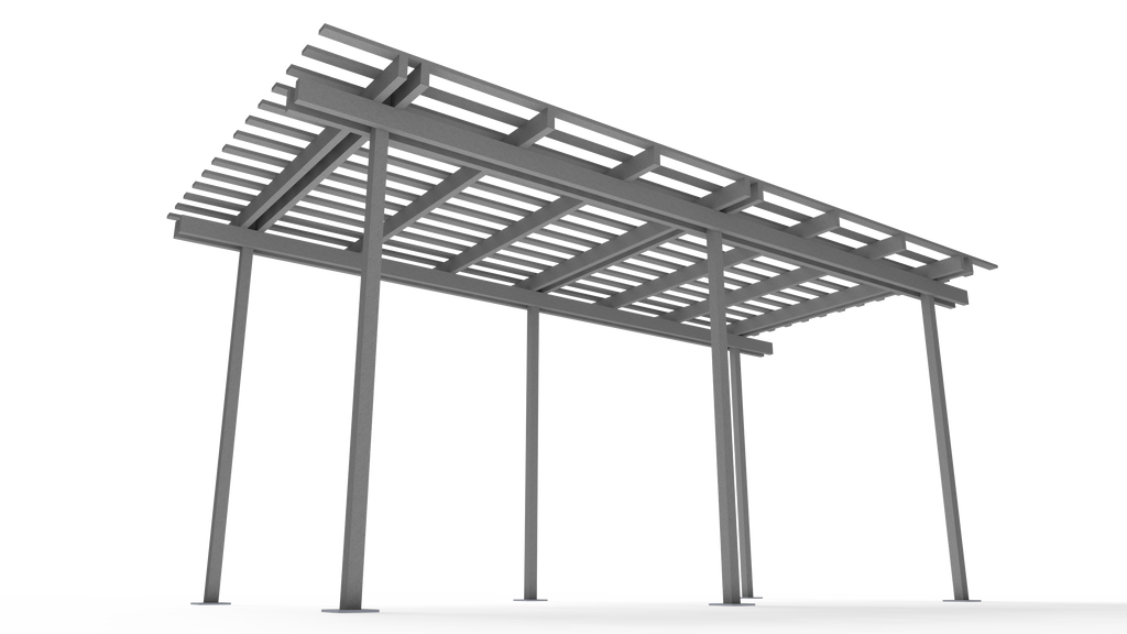 Four Seasons Outdoor Living Solutions Free-Standing Pergola - 40lb Snowload bottom left view that highlights the slats at the top 