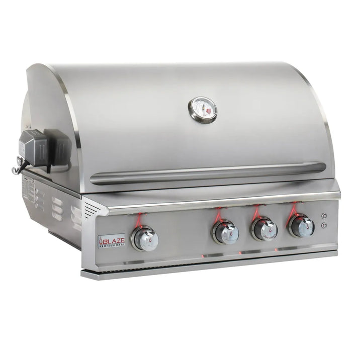A Blaze Grills Professional LUX 3-4 Burner Built-In Gas Grill With Rear Infrared Burner from Blaze Grills.
