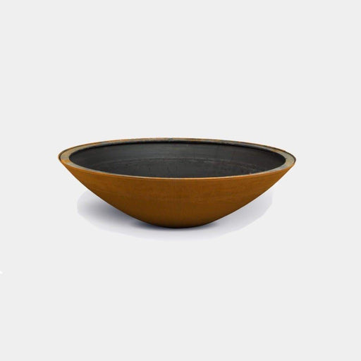 Arteflame Classic 40" seamless corten steel fire bowl on a white background.