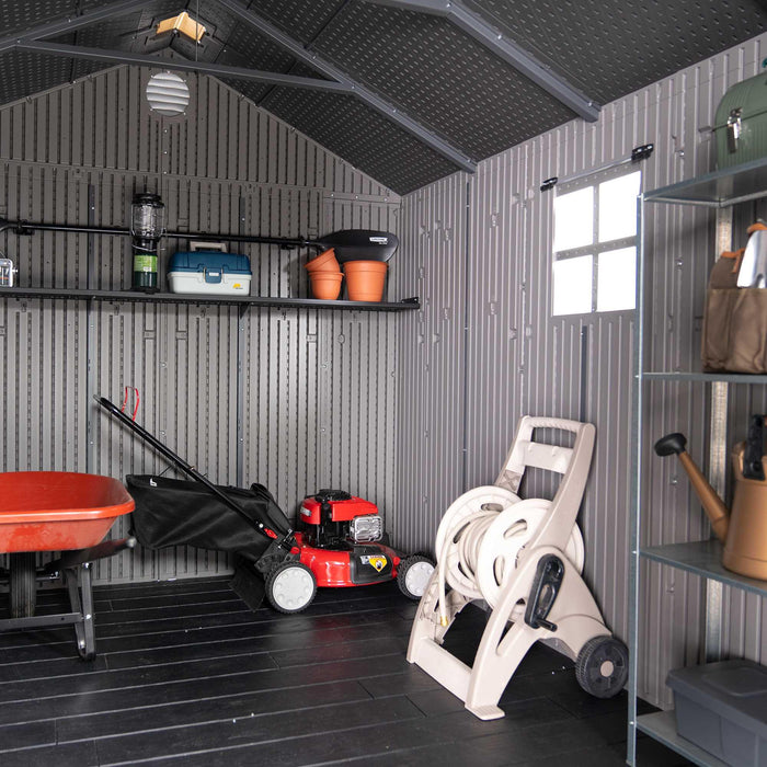 Interior view of shed filled with equipment 