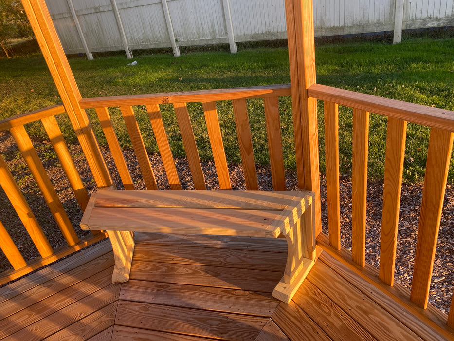 Wood bench inside a gazebo