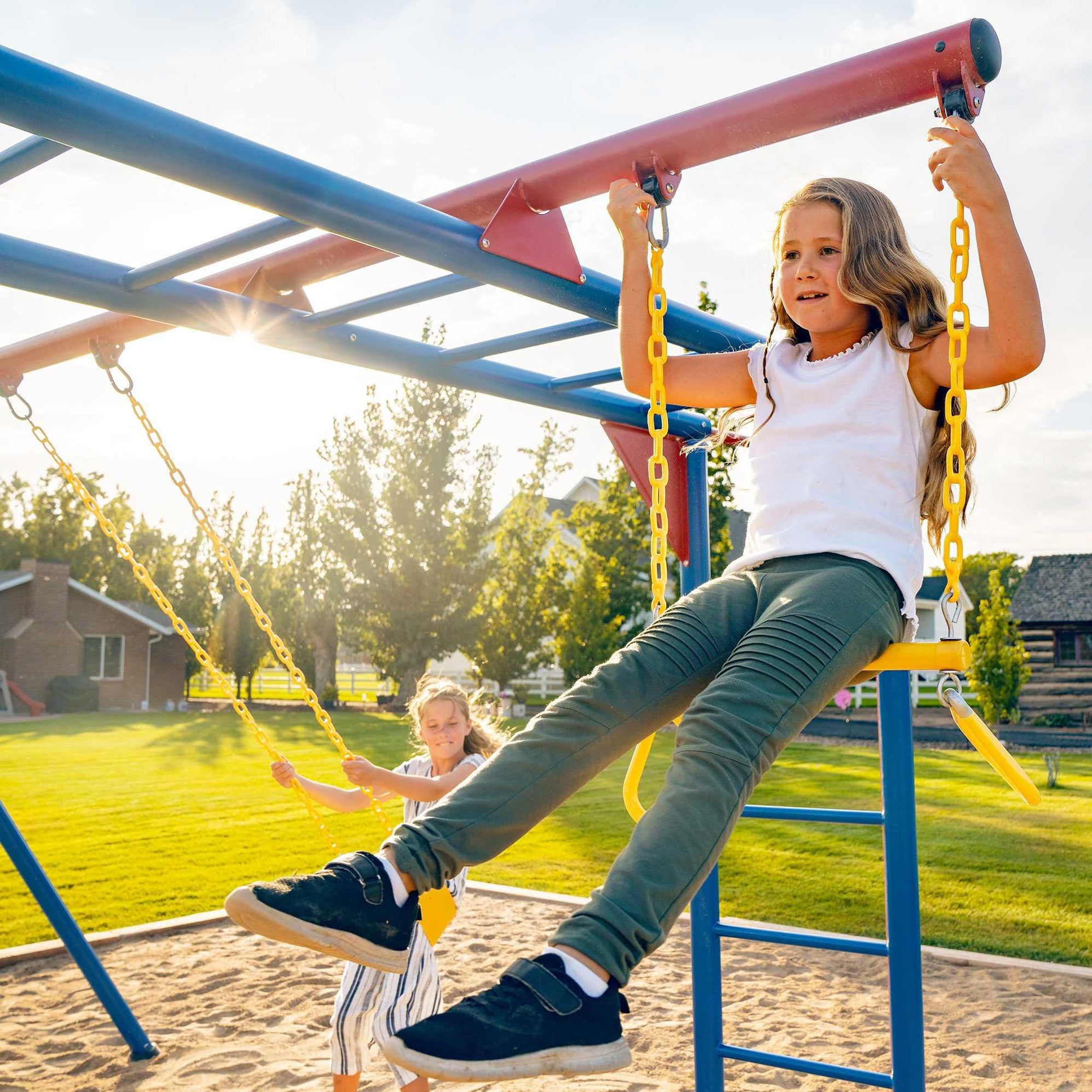 Lifetime Monkey Bar Swing Set in Primary Colors: Backyard Playground ...