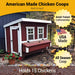 Promotional image featuring the durable American-made Large OverEZ Chicken Coop in a classic color, boasting Amish-trained craftsmanship suitable for all seasons.