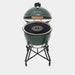 Open view of a Green Egg grill upgraded with a premium Arteflame replacement grill grate insert.