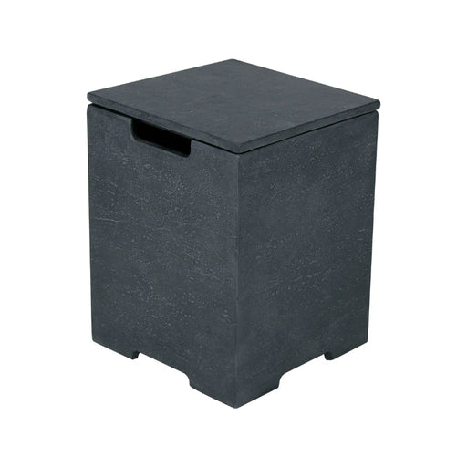 A black Elementi Plus Square Concrete Tank Cover with a lid.