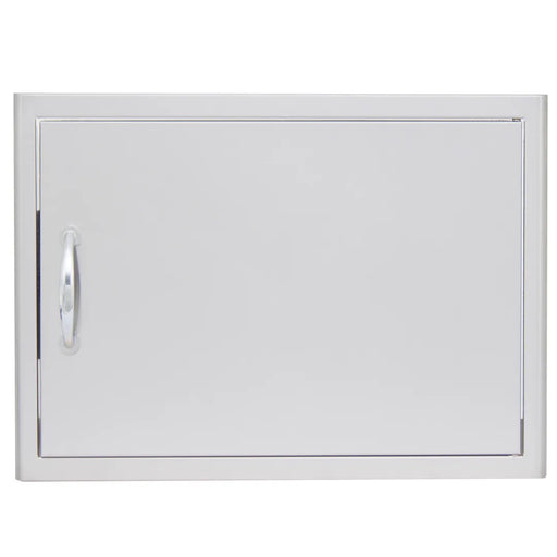 A white door on a white background showcasing Blaze Grills Stainless Steel Durability.