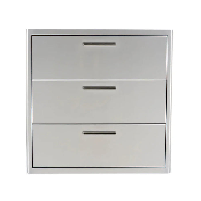 A Blaze Grills 30-Inch Triple Access Drawer on a white background, perfect for a BBQ island or Blaze Grills setup.