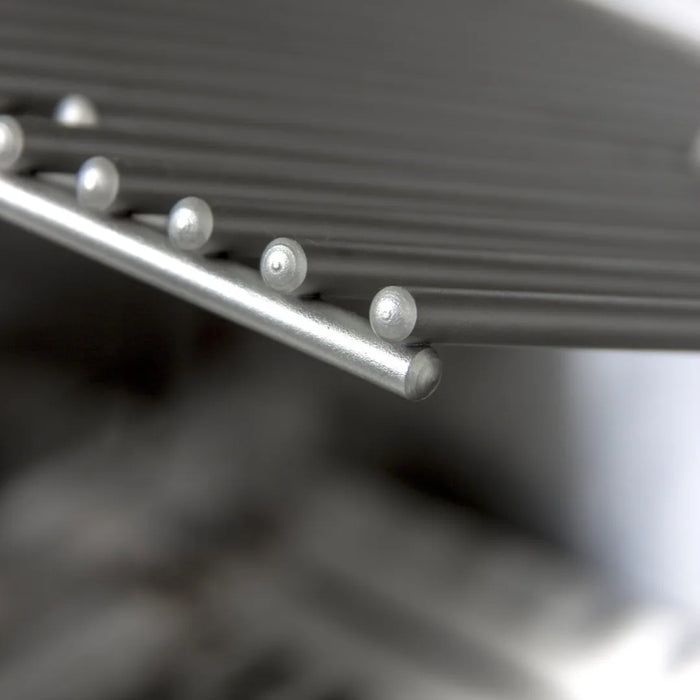 Close-up of the stainless steel rods on the cooking grate of the Blaze Grills 32-Inch Charcoal Grill