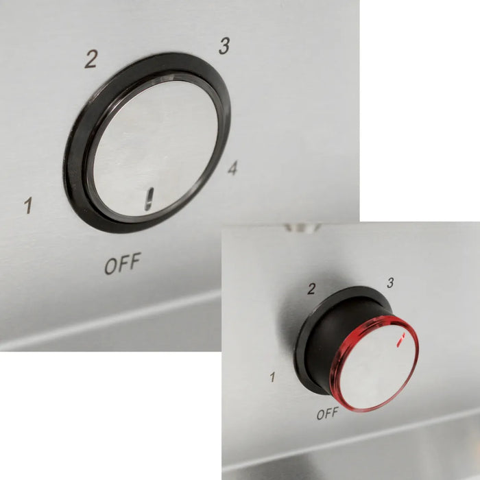 Image of the variable speed control knob on the Blaze Grills 36-Inch Vent Hood with a focus on the knob's design and setting indicators.