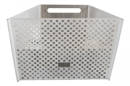 A metal basket with holes, suitable for use with a Blaze Grills Easy Light Indirect Cooking System with Moisture Enhancing Pan or Blaze Grills.