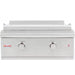 Frontal view of the Blaze Grills 30-Inch Built-in LTE Griddle with lid closed and control knobs in view.