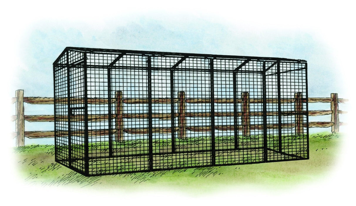 The 15 ft Rugged Ranch walk-in run offering a secure and spacious area for chickens to roam.