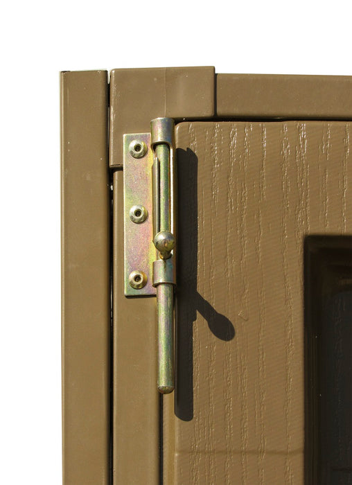 Duramax 10.5x8 Woodbridge Plus w/foundation - Backyard Oasis top lock close up details