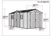 Duramax 15 x 8 Apex Pro w/foundation, 2 windows & side door - Backyard Oasis dimensions