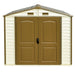Duramax 8x6 StoreAll Vinyl Shed w/foundation - Backyard Oasis front view in white background