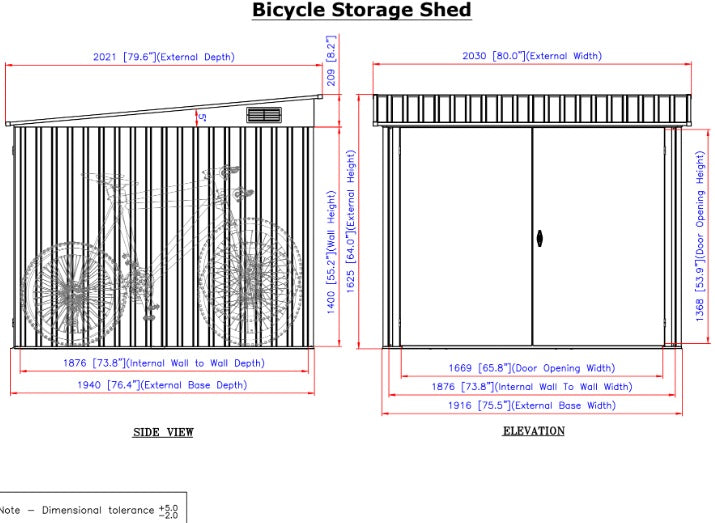 Duramax Bicycle Storage Shed Anthracite w/ White Trim - Backyard Oasis  dimensions