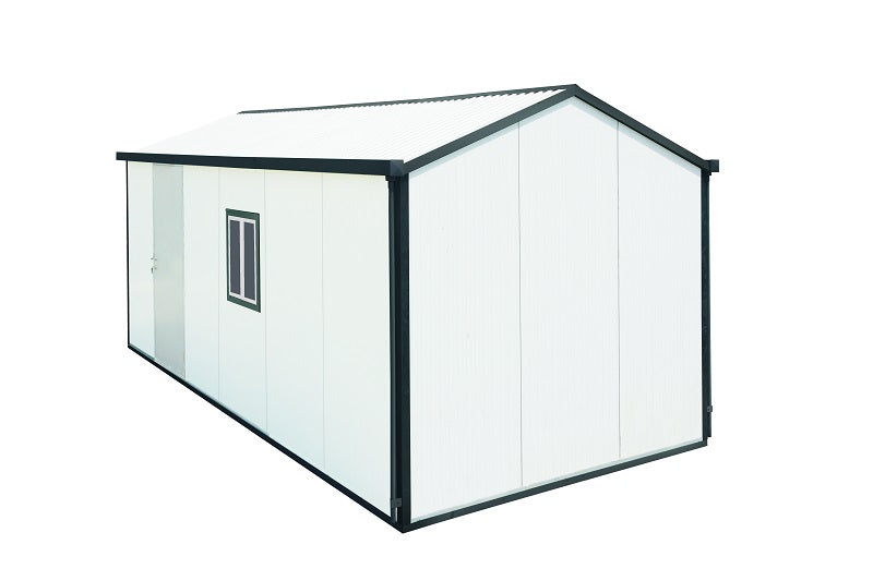 Duramax Gable Roof Building 16x10 - Backyard Oasis corner angle in white background