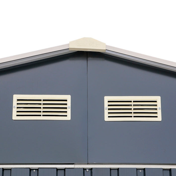 Duramax Imperial Metal Garage Dark Gray w/White 12x20 - Backyard Oasis  roof details