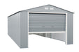 Duramax Imperial Metal Garage Light Gray w/Off White 12x20 - Backyard Oasis -garage-half-open-door_