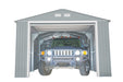 Duramax Imperial Metal Garage Light Gray w/Off White 12x26 - Backyard Oasis garage-front_door open with vehicle inside