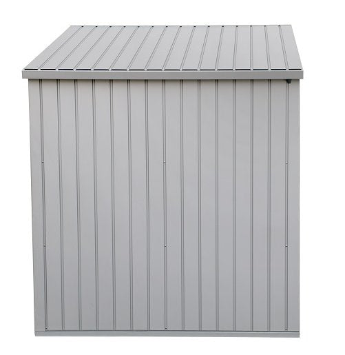 Duramax Palladium Metal Shed 6' x 5' - Backyard Oasis side view in white background