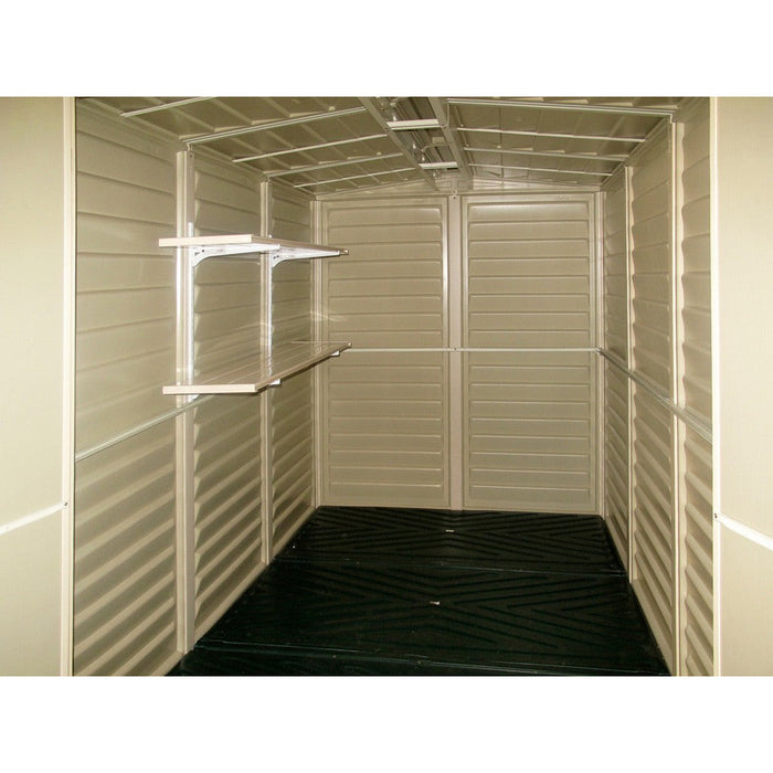 Empty Duramax double shelf kit measuring 12 by 50 inches, SKU 08632, showcasing its spacious storage capacity.