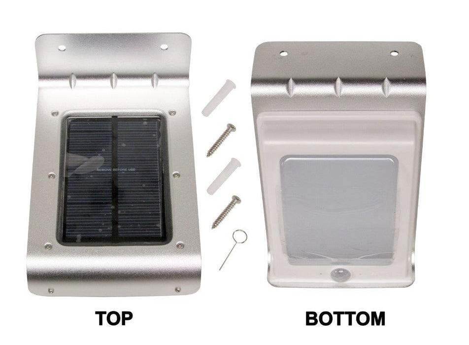 Duramax Shelf Kit 12" x 36" single shelf - ADD ON ONLY LED Solar Motion light top and bottom view with inclusions