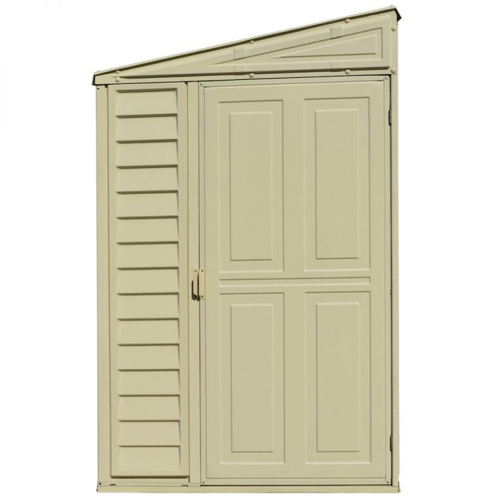 Duramax SideMate Shed w/foundation 4x8 - Backyard Oasis front view closed door in white background