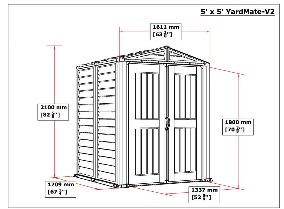 Duramax YardMate 5x5 Plus w/floor - Backyard Oasis dimensions