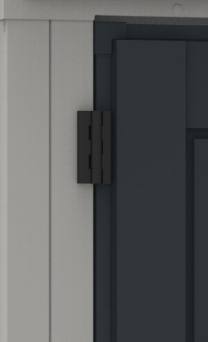 Duramax YardMate Plus Pent 5'x3' Gray w/ Floor - Backyard Oasis Door-Plastic-Hinges details