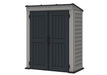 Duramax YardMate Plus 5'x3' Pent Roof Shed in Gray with Floor, corner view on a white background