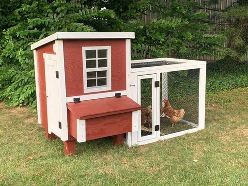 Durable red-sided Backyard Chicken Coop by OverEZ with secure mesh enclosure, perfect for housing up to 5 chickens comfortably.